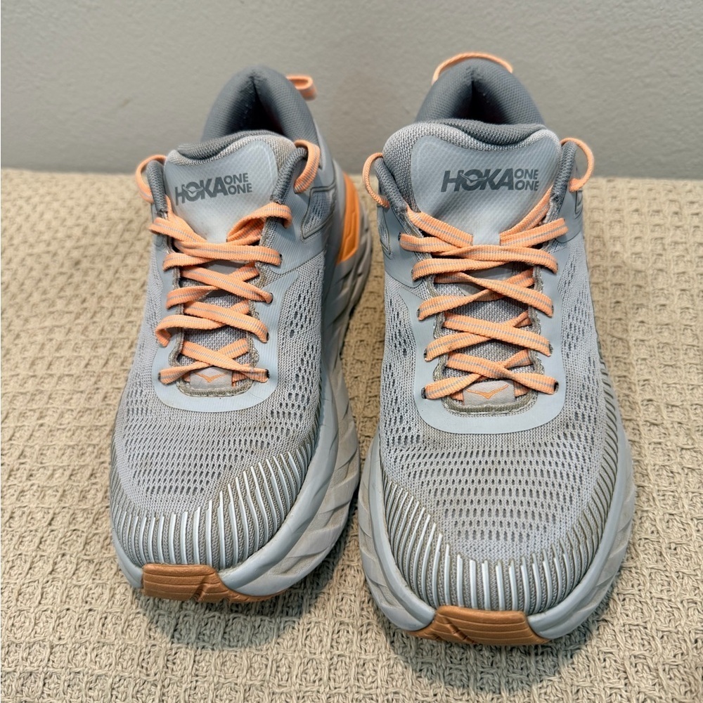 Hoka One Bondi 7 1110519 HMSH Harbor Mist Gray women's running shoes, size 8
